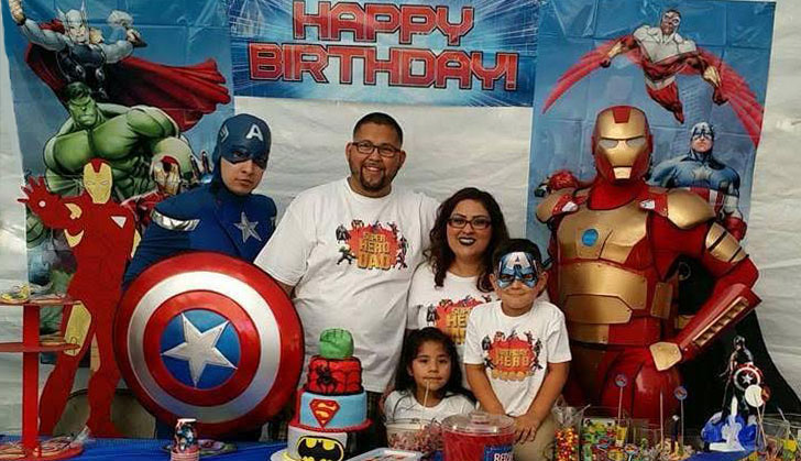 Family with Captain America and Iron Man