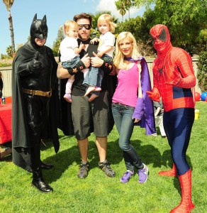 Batman and Spiderman with Family